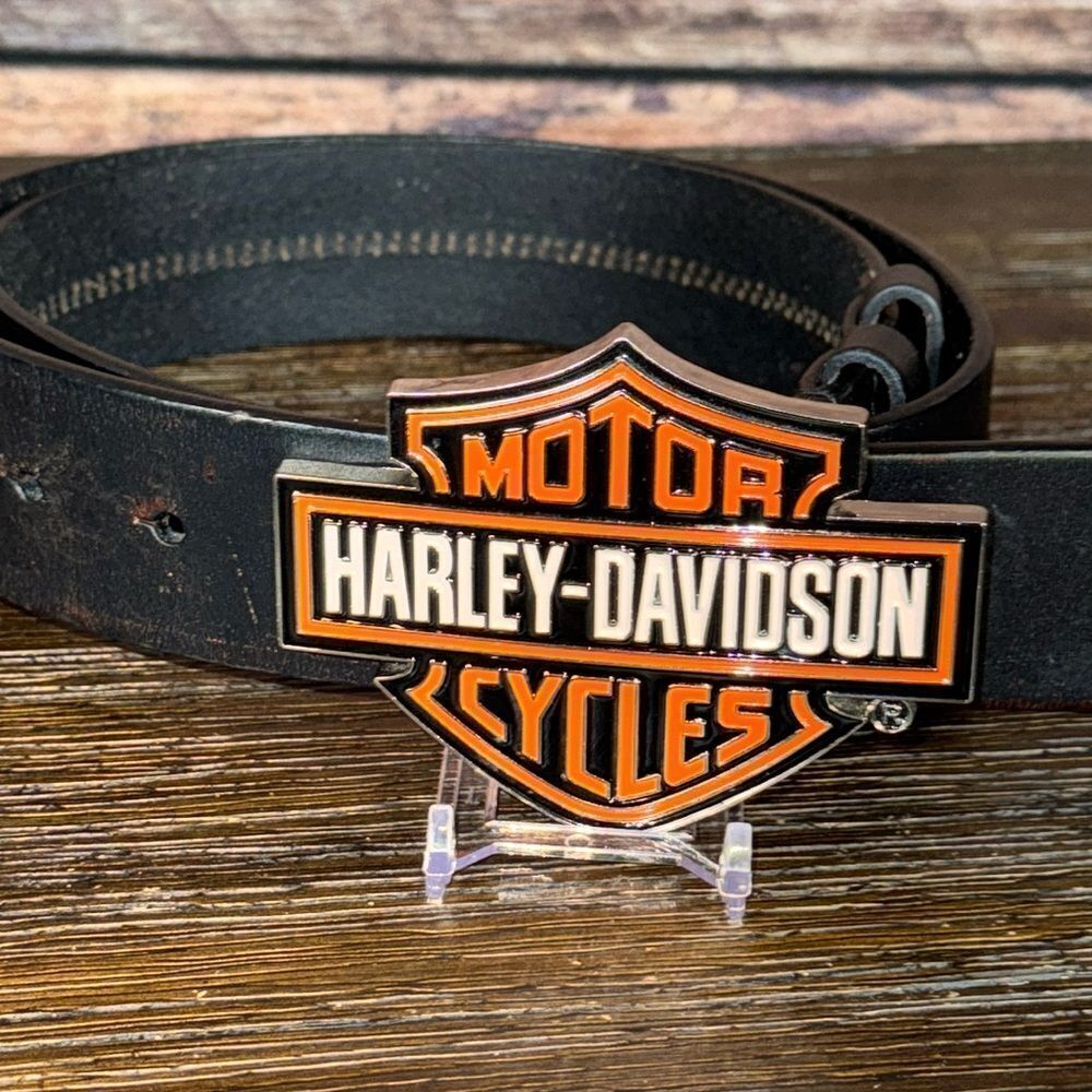 Harley Davidson Black Leather Belt & Buckle
